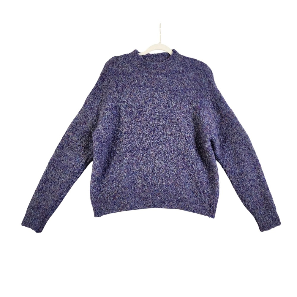 Lili Sidonio Womens Purple Marl Knit Mock Neck Sweater Size Small Wool‎ Blend